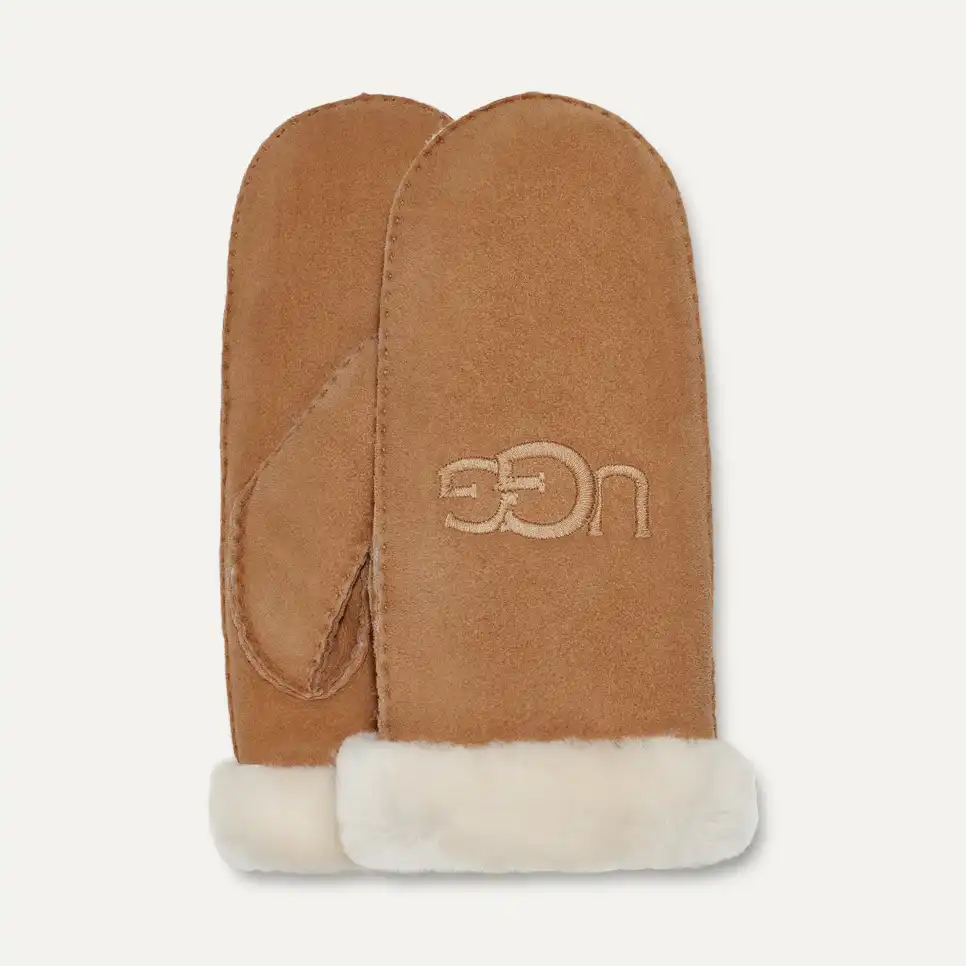 Women's Sheepskin Embroider Mitten